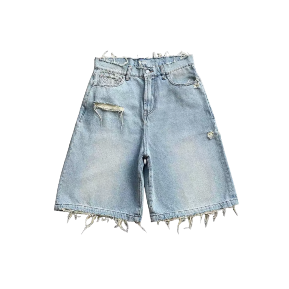 Ripped Denim Shorts